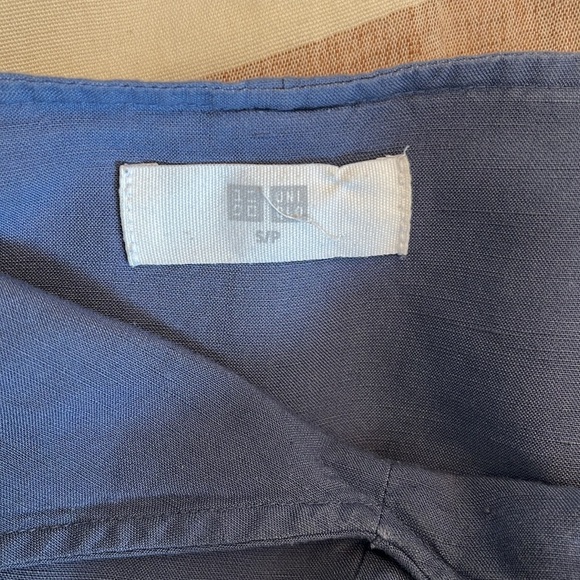 Uniqlo linen blend one piece Jumpsuit Blue Oversized flowy relaxed Size S - Picture 7 of 13